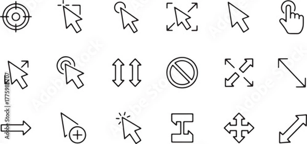 Fototapeta Collection of computer mouse cursor icons