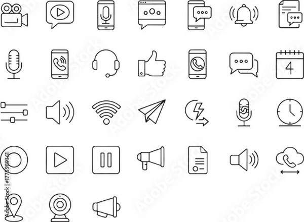 Obraz Set of communication and media icons