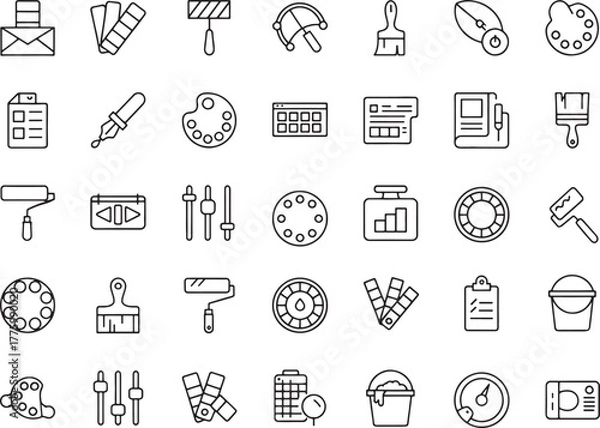 Obraz Collection of design and art tool icons on a