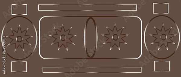 Fototapeta Abstract brown pattern with geometric shapes and decorative starburst elements