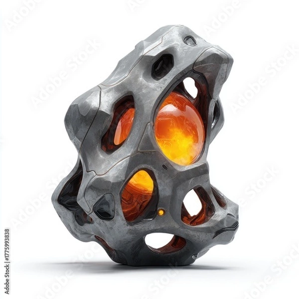 Obraz Abstract Geometric Rock Sculpture With Glowing Sphere