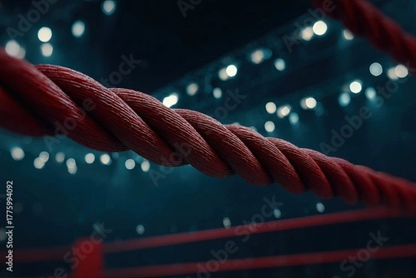 Obraz Close Up Red Boxing Rope In Arena