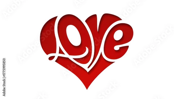 Fototapeta Love heart shape isolated on transparent background, valentines day illustration