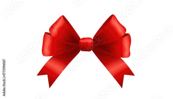 Fototapeta Elegant red ribbon bow for gift decoration isolated on transparent background