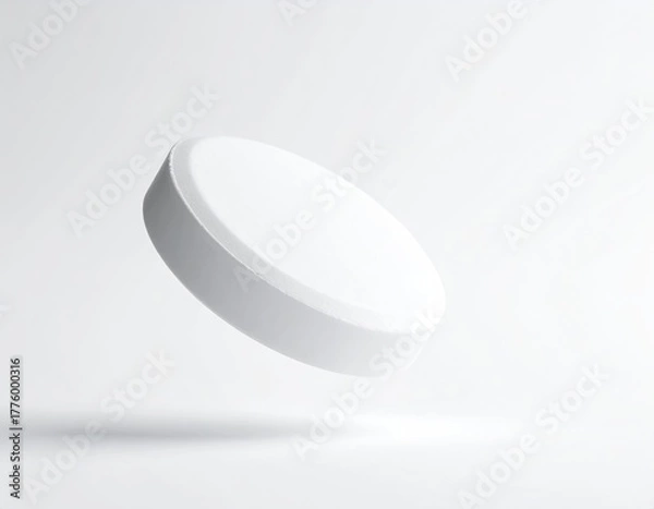 Fototapeta Single white pill levitating against a gradient backdrop