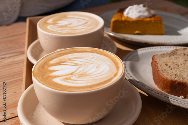 Obraz おしゃれなカフェでコーヒーを飲む