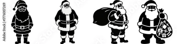 Obraz サンタクロース　クリスマス　冬　シルエット　イラスト