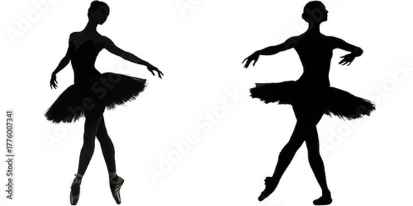 Obraz バレリーナ　バレエ　スポーツ　シルエット　イラスト