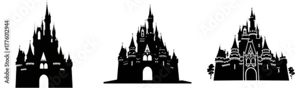 Obraz お城　建物　シルエット　イラスト