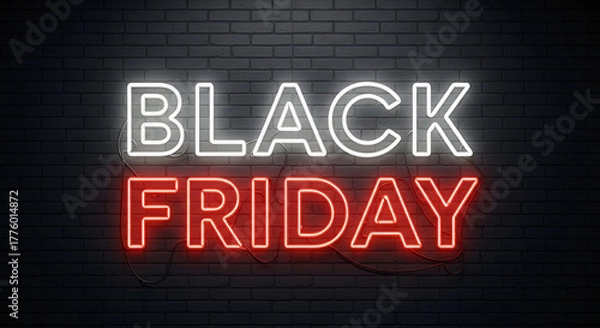 Fototapeta Black Friday text from an electric lamp on the wall