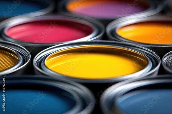 Fototapeta Colorful Paint Cans Display