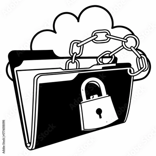 Obraz Encrypted Cloud File with Folder Secured by Chain and Lock