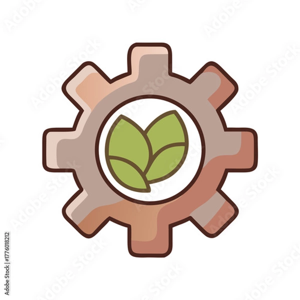 Obraz Gear with Leaves Symbolizing Eco Friendly Sustainable Settings