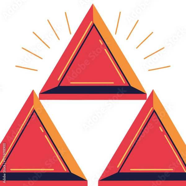 Obraz Red glowing geometric triangles in a vector design
