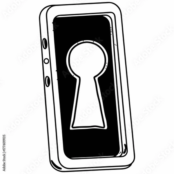 Obraz Smartphone Screen with a Keyhole Icon for Access Concept