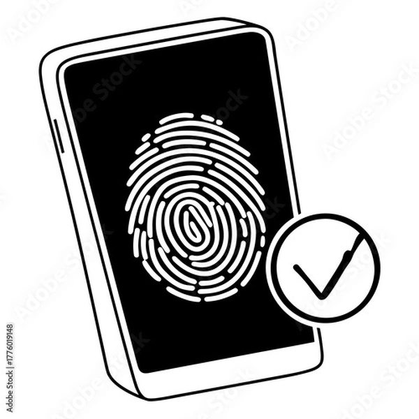 Obraz Smartphone showing fingerprint authentication confirmation