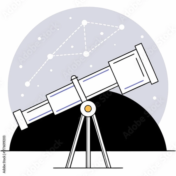 Obraz Telescope looking up at a Constellation in a Dark Sky