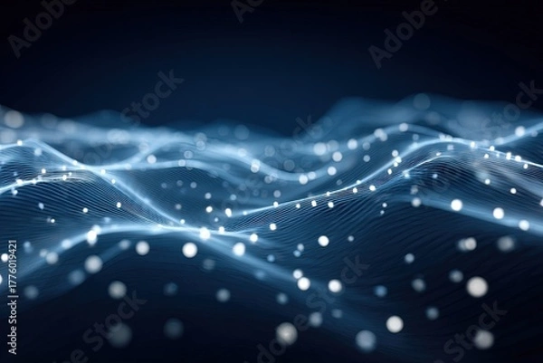 Fototapeta Abstract Digital Wave Pattern With Glowing Dots