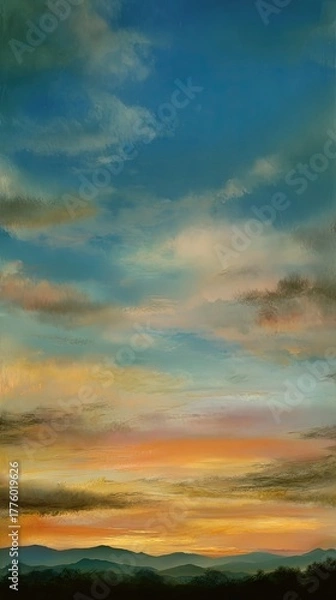 Fototapeta Sunset Sky Painting With Dramatic Hues