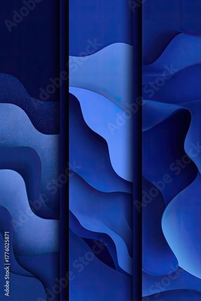 Obraz Dark Blue Abstract Papercut Design Backgrounds