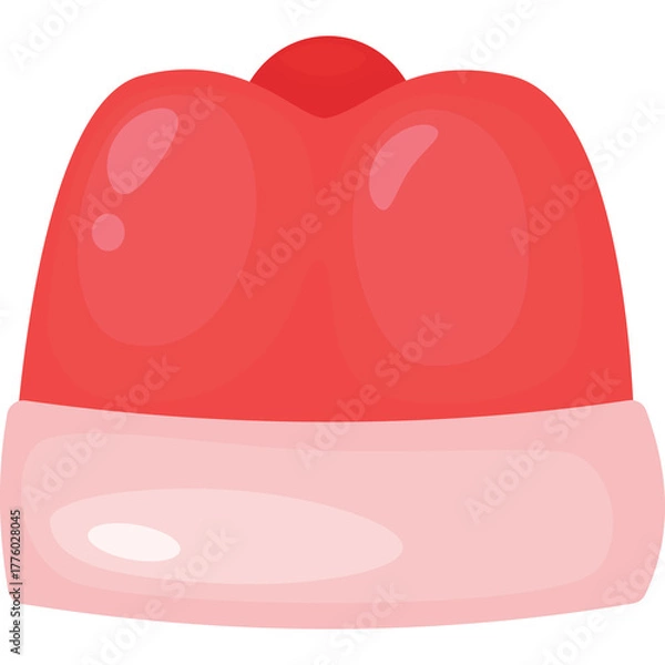 Fototapeta Red And Pink Christmas Hat With Fluffy Trim And A Red Pom Pom On Top Isolated On Transparent Background
