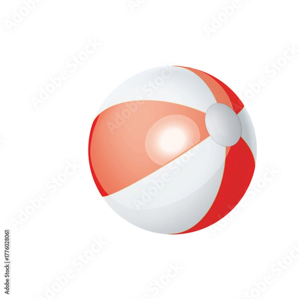 Fototapeta Red and White Beach Ball Isolated on Transparent Background Perfect for Summer Fun and Outdoor Activities