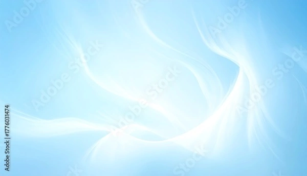 Fototapeta Abstract Light blue background with flowing white lines, creating a soft, ethereal, and serene atmosphere
