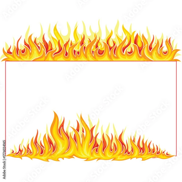 Fototapeta Fiery Border Design With Transparent Background Featuring Orange Yellow Flames And Red Accents Against A White Canvas Ideal For Graphic Design Projects