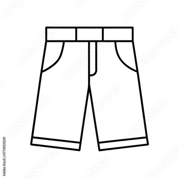 Fototapeta Outline drawing of a pair of shorts with pockets on transparent background