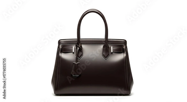 Fototapeta A symbol of timeless elegance, a sophisticated dark brown structured leather handbag representing a classic luxury accessory