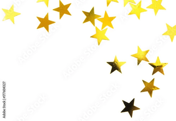 Fototapeta gold stars isolated on white background with copy space