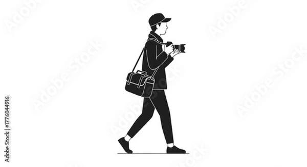Obraz Silhouette of Photographer with Camera and Bag