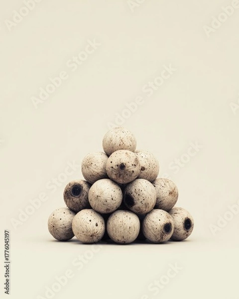 Obraz Stacked Sphere Collection On Beige Background