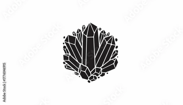 Fototapeta Black crystal cluster vector illustration scalable geometric gemstone icon