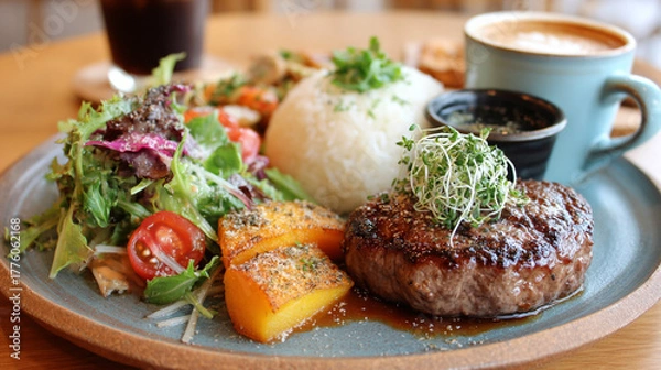 Obraz 美味しそうなハンバーグステーキ