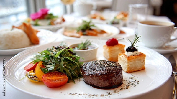 Obraz 美味しそうなハンバーグステーキ