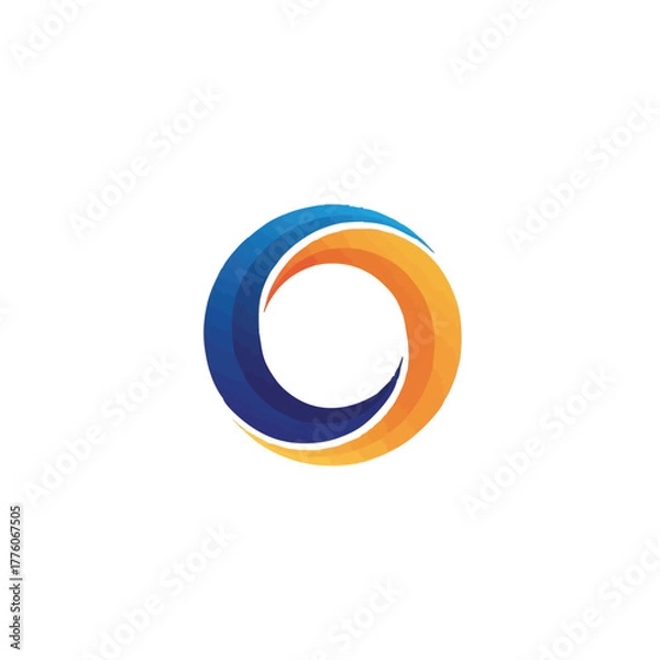 Fototapeta A modern logo design features a vibrant blue and orange gradient, creating a dynamic and visually appealing circular shape on a clean white background.
