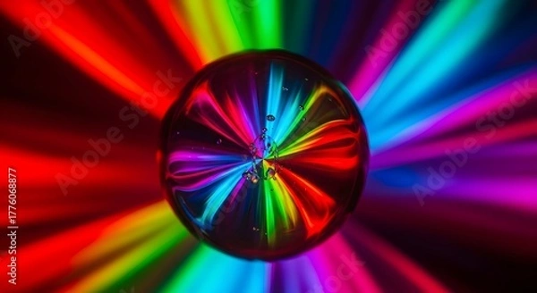 Fototapeta A mesmerizing sphere reflecting a vibrant spectrum of light rays