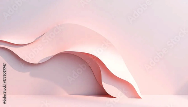 Fototapeta paper cut layered shapes, soft shadows, clean pastel tones, 3D layered paper craft, modern minimal style, high resolution.

