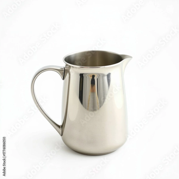 Obraz Stainless steel milk pitcher with smooth surface and modern design  
