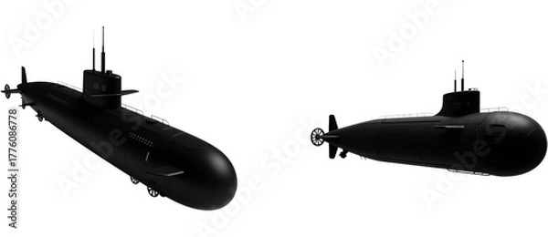 Obraz 潜水艦　乗り物　シルエット　イラスト