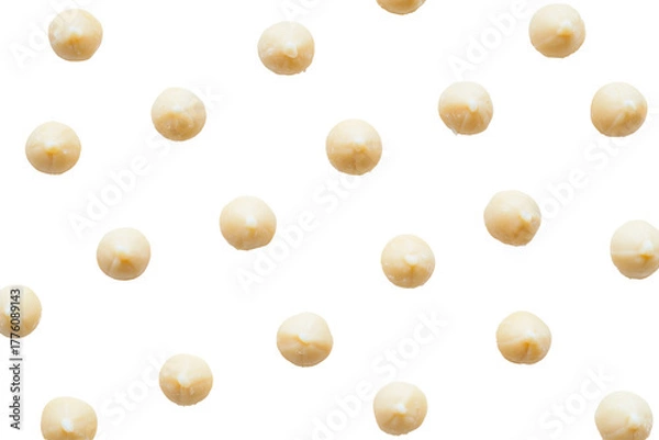 Fototapeta A collection of dried macadamia nuts isolated on transparent background. Macadamia nuts isolated on white background.