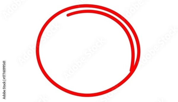 Obraz A red line art circle illustration on a white background with a double-line effect on one side