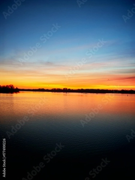 Obraz Beautiful sunset on the river