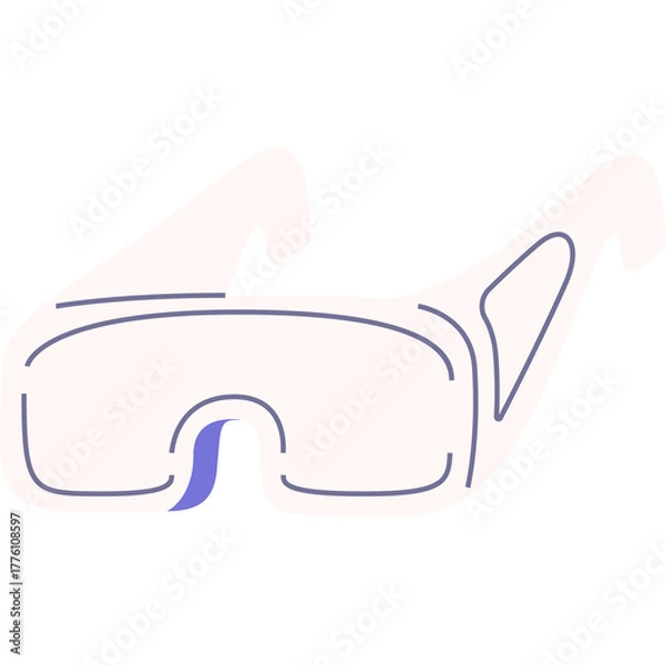 Fototapeta Digital Illustration Of A Pair Of White Eyeglasses With A Blue Accent On A Transparent Background