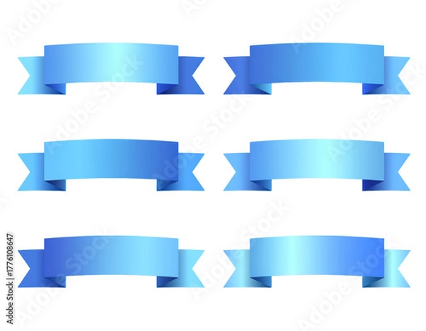 Fototapeta Blue ribbons set collection of elegant blue ribbon graphics for various design projects