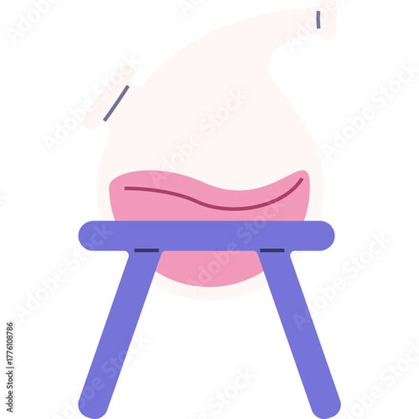 Fototapeta Flat Design Illustration of a Laboratory Flask Containing Pink Liquid on a Purple Stand with a Transparent Background