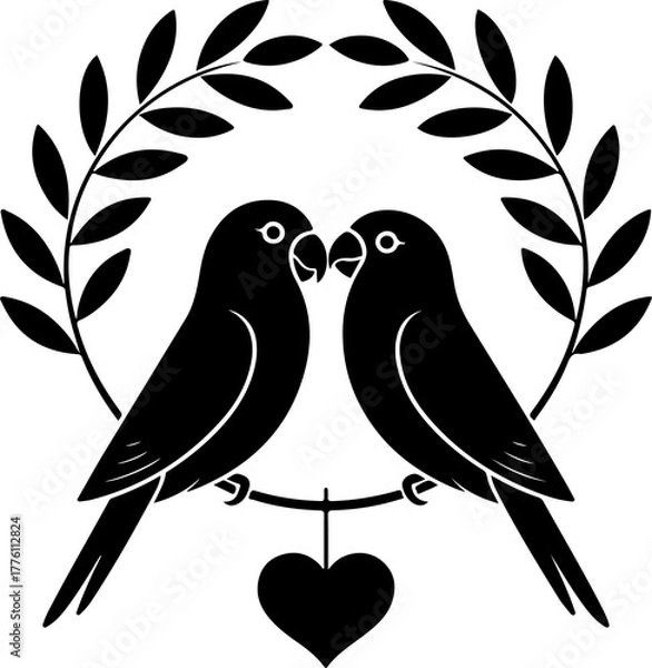 Obraz love birds circle vector