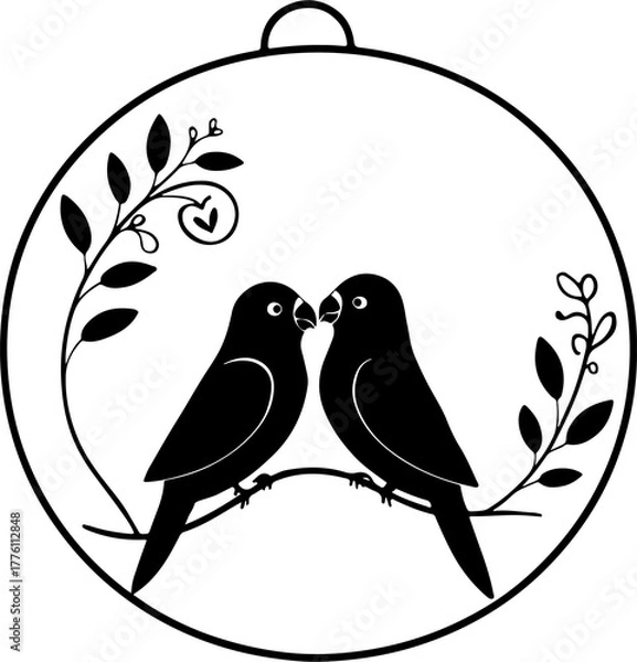 Obraz love birds circle vector