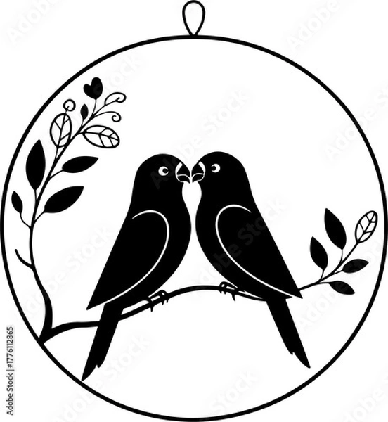 Obraz love birds circle vector